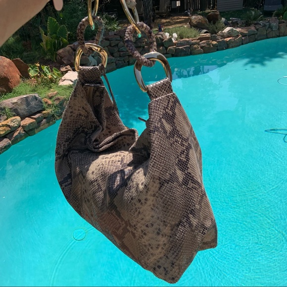 XL Michael Kors python snake skin leather chain-link shoulder bag stunning!!! - Picture 9 of 12